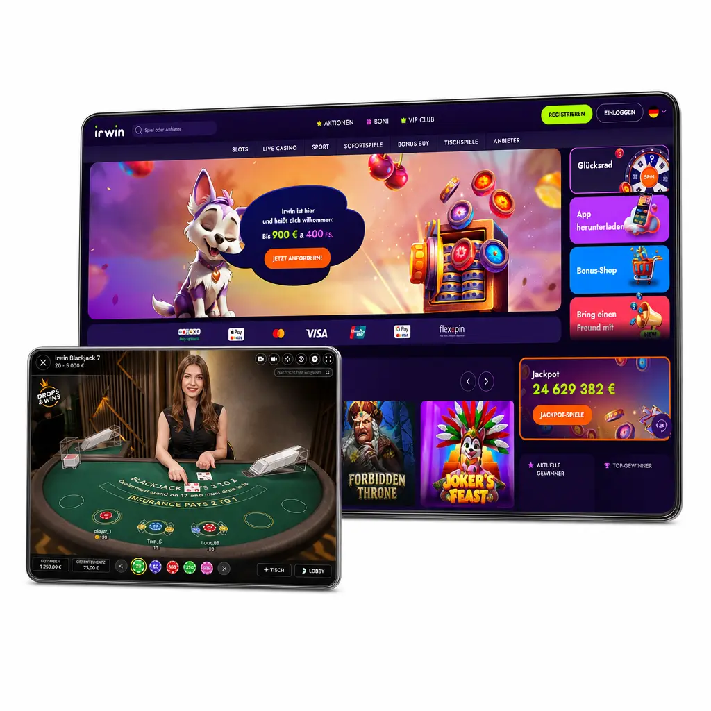Irwin Live Casino Tisch mit echtem Dealer