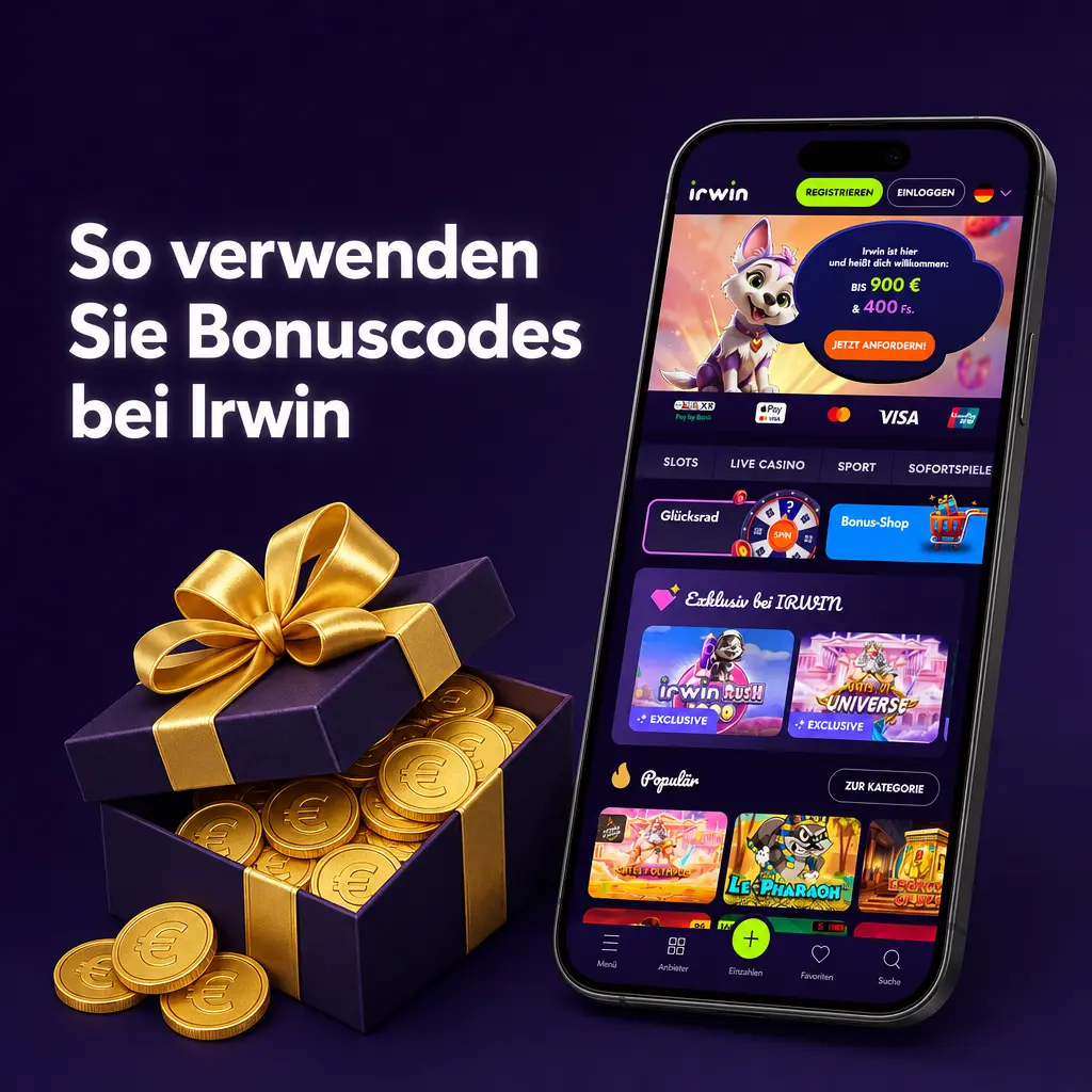 Schritte zur Eingabe eines Irwin Bonuscodes